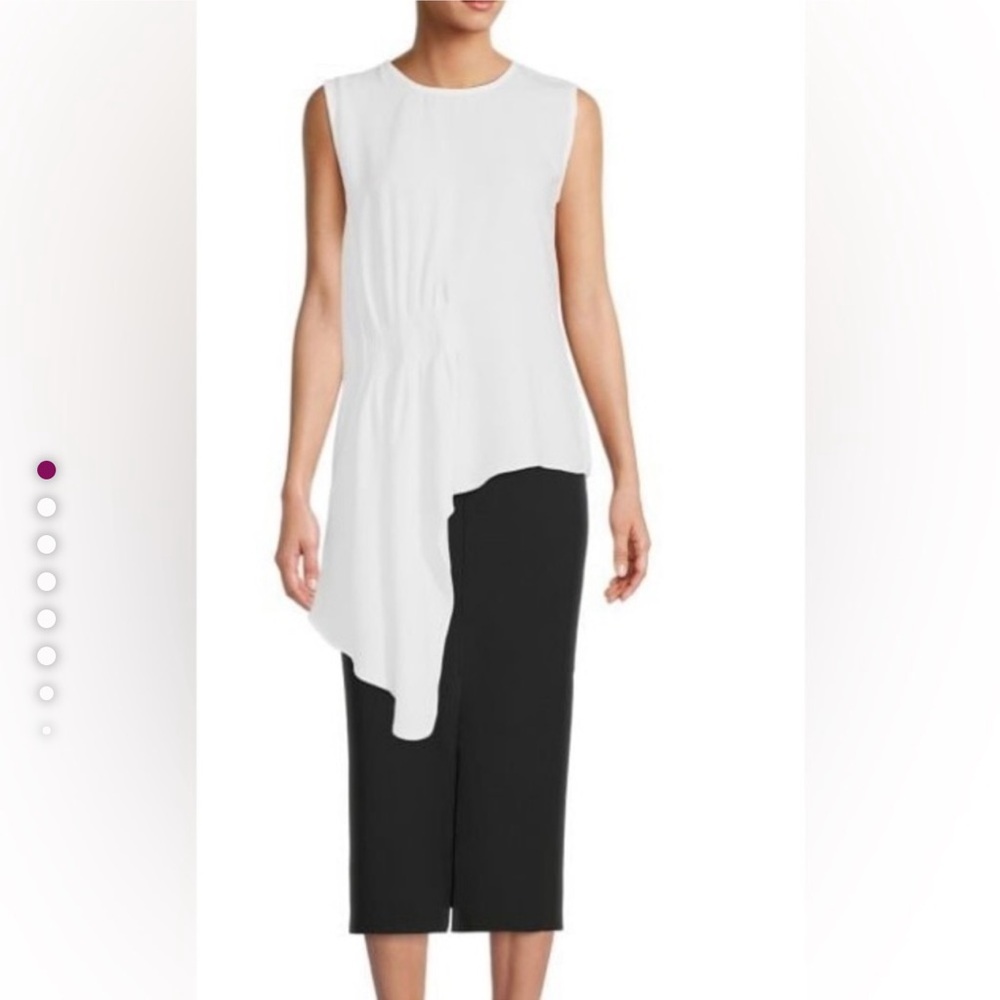 Patrizia Luca Cream Sleeveless Hi Low Top